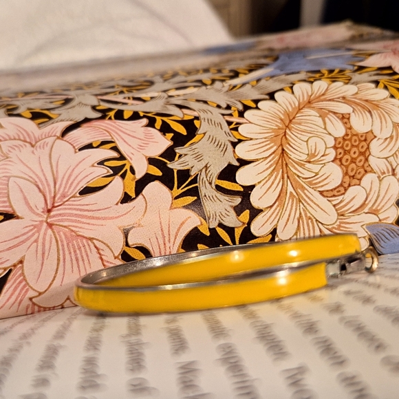 Bright Yellow Enemal Hoop Earrings - Picture 8 of 9